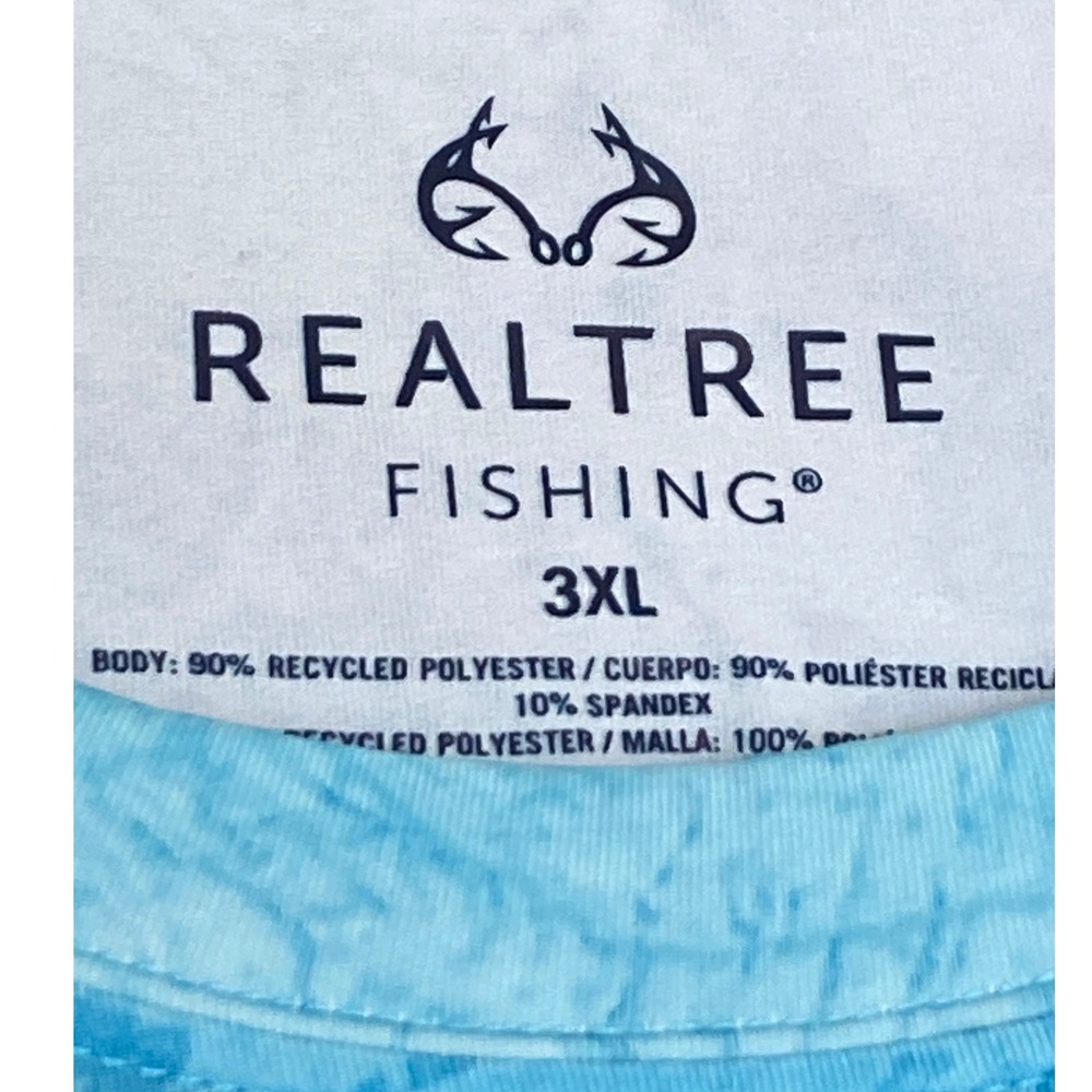 Realtree Fishing Shirt 3XL Long Sleeve AquaBlue Performance Relaxed Fit Mens‎